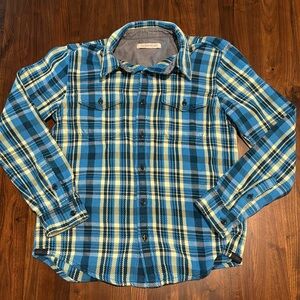 Outerknown Blue Cream Thick Plaid Flannel sz Medium